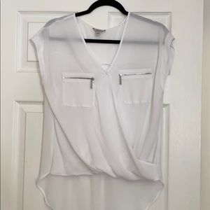 Guess white drapey blouse